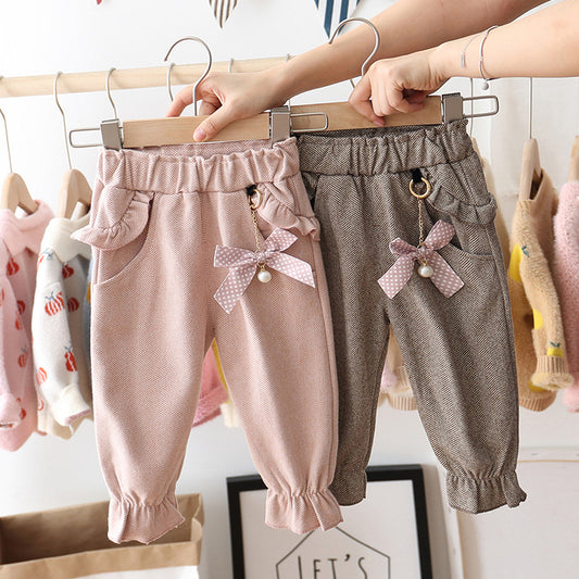 Girls Trendy Bow trousers  Girl Pants Thecurvestory