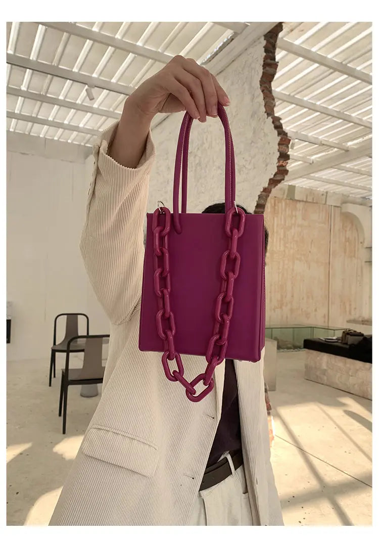 Acrylic Chain Portable Small Square Hand Bag  Hand Bags Thecurvestory
