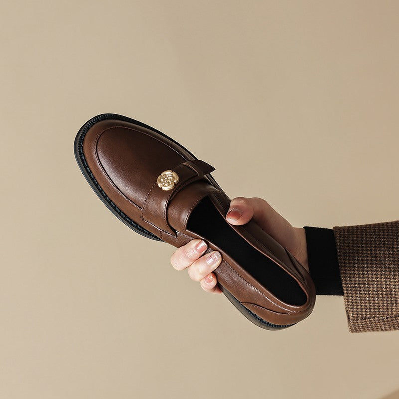 loafers  | Women mid Heeled Buckle Loafers | Brown |  35| thecurvestory.myshopify.com