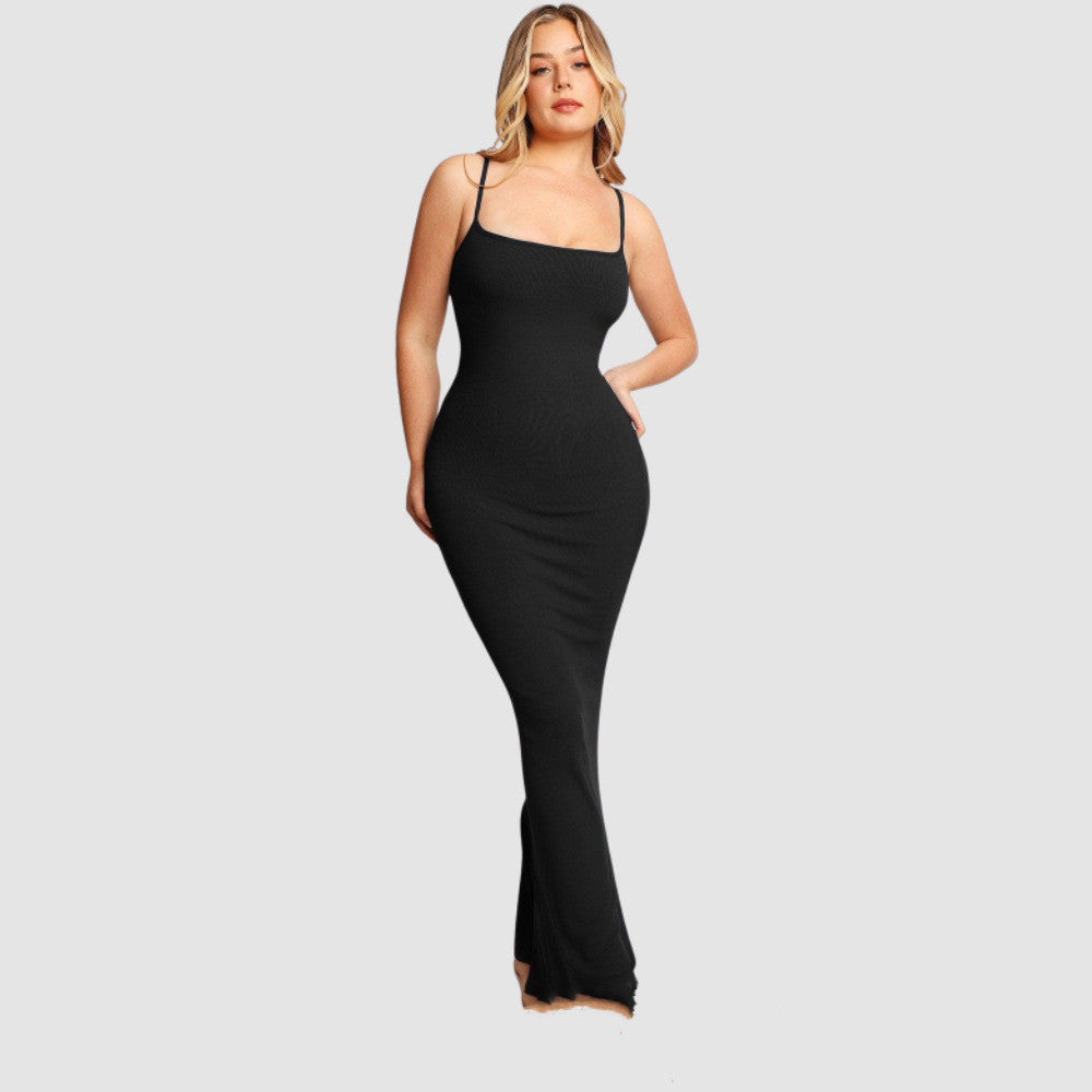 dresses  | Women's Shapewear Dress Jumpsuit Tummy Tuck Lift Corset Open Crotch Suspender Tight Long Skirt Chest Pad Bodysuit Dress | Black |  2XL| thecurvestory.myshopify.com