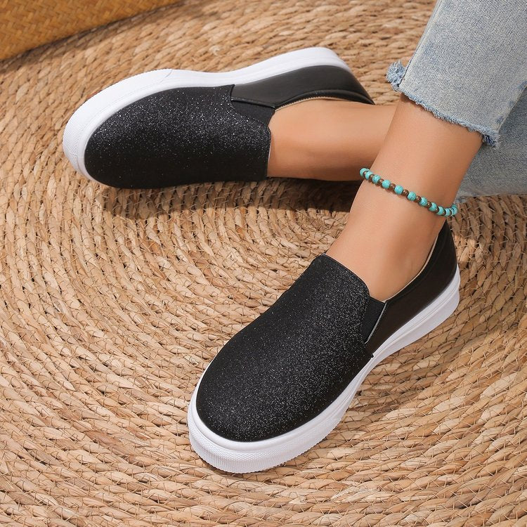 Trainers & Sneakers  | Round Toe Flat Shoes With Sequined Loafers Walking Shoes Women | [option1] |  [option2]| thecurvestory.myshopify.com