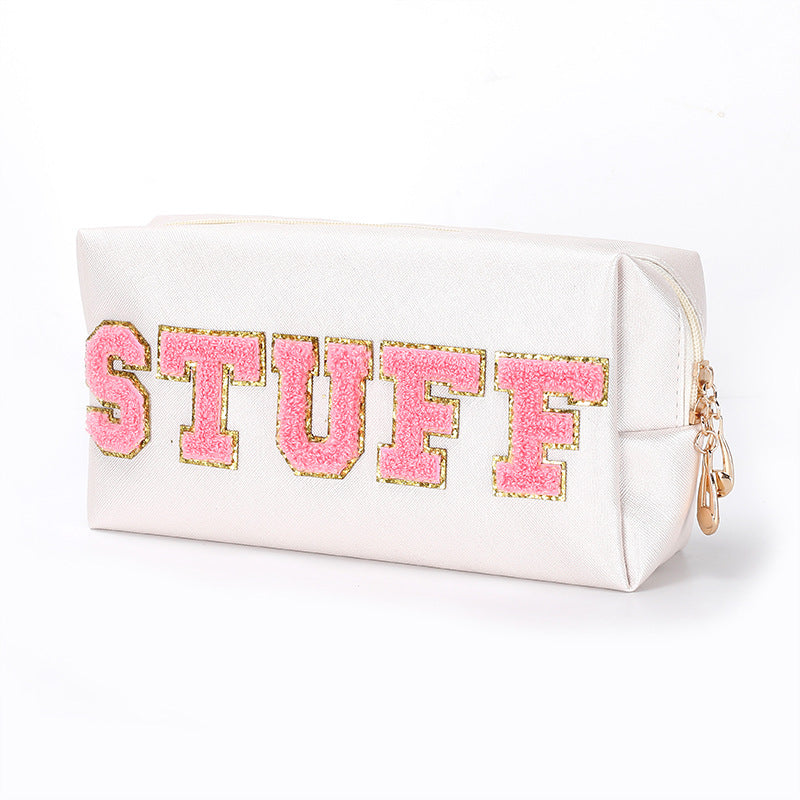Hand Bags  | Women Colorful STUFF Cute Cosmetic Bag | White |  20X12X8CM| thecurvestory.myshopify.com
