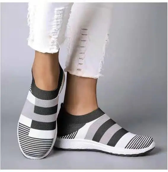 Knitted Slip On Color block sneakers  sneakers Thecurvestory
