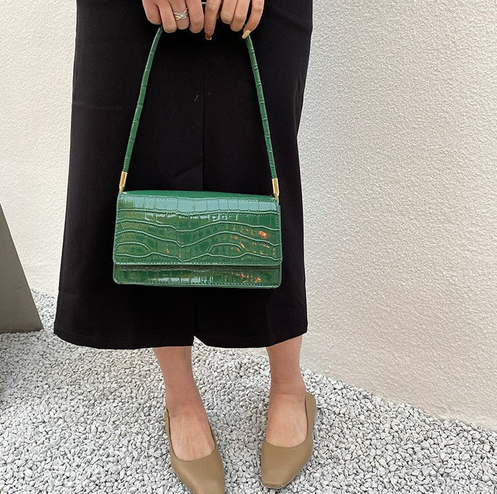 Women Shoulder Bgas Stone Pattern Solid Color Elegant Bag
