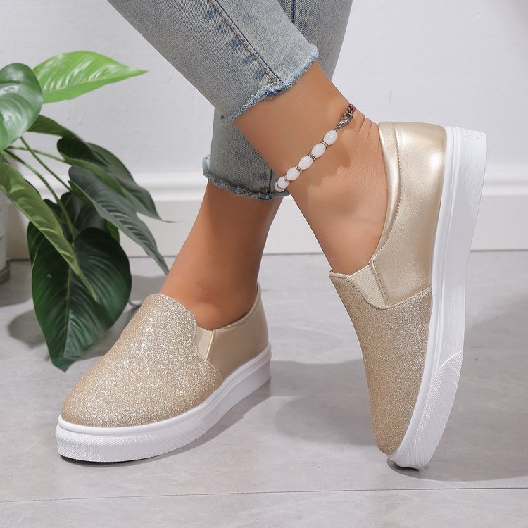 Trainers & Sneakers  | Round Toe Flat Shoes With Sequined Loafers Walking Shoes Women | [option1] |  [option2]| thecurvestory.myshopify.com