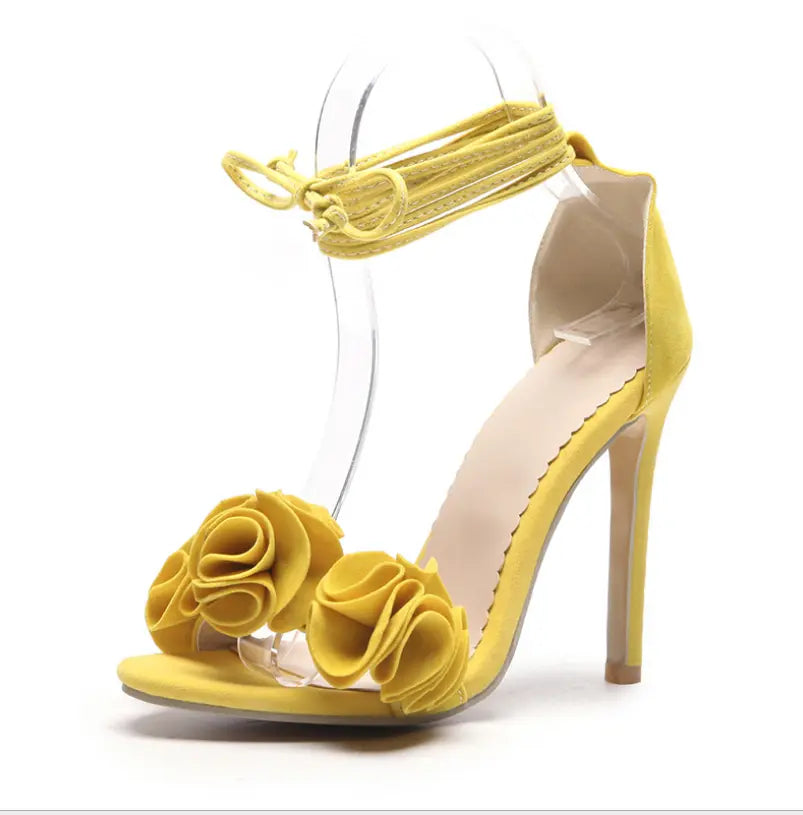 [product_type]  | High-heeled sandals women's fine with flowers suede women's shoes large size 40-52 strap shoes | Yellow |  34| thecurvestory.myshopify.com