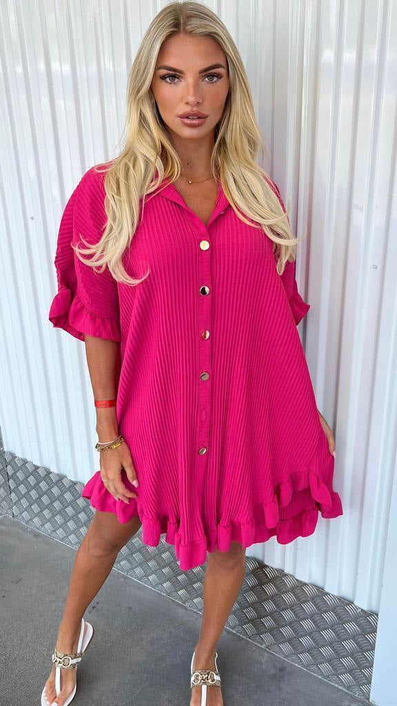 Dress  | Summer Solid Color Shirt Dress Ruffle Sleeve Irregular Shirt Dress | |  | thecurvestory.myshopify.com