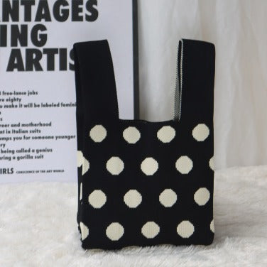 Hand Bags  | Women Little Cute Knitted Hand bag | Black |  20X35CM| thecurvestory.myshopify.com