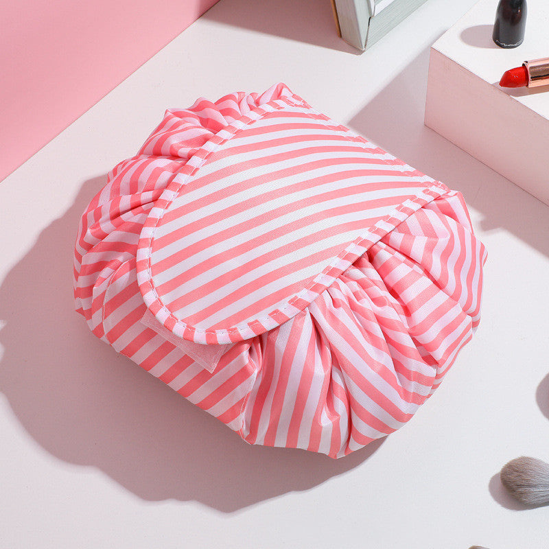 makeup bags  | Cosmetic Bag Storage Bag Large Capacity Cosmetic Travel Storage Bag Portable And Simple | Fresh pink and white strips |  [option2]| thecurvestory.myshopify.com