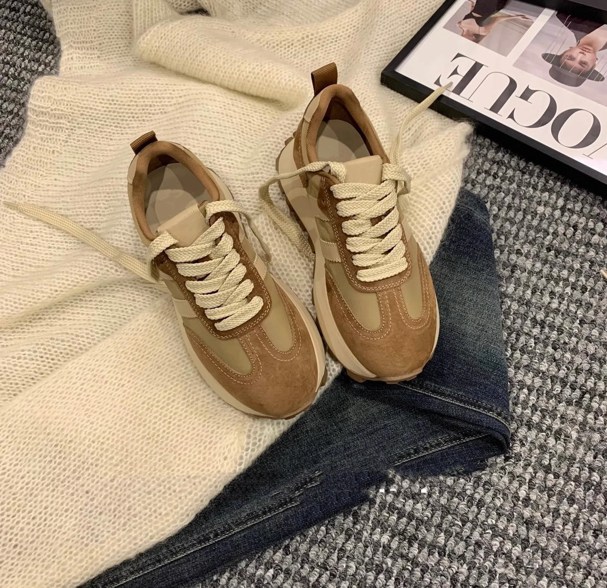 Sneakers  | Women Chunky Sole trainers | [option1] |  [option2]| thecurvestory.myshopify.com