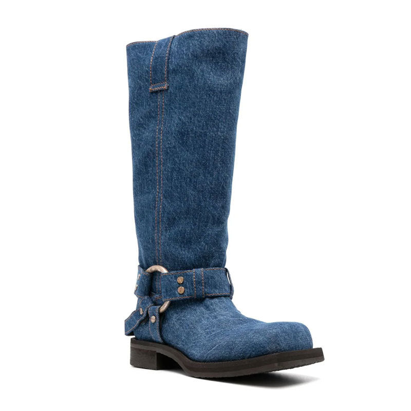 Boots  | Women's Fashion Denim High Leg knee Boot | [option1] |  [option2]| thecurvestory.myshopify.com