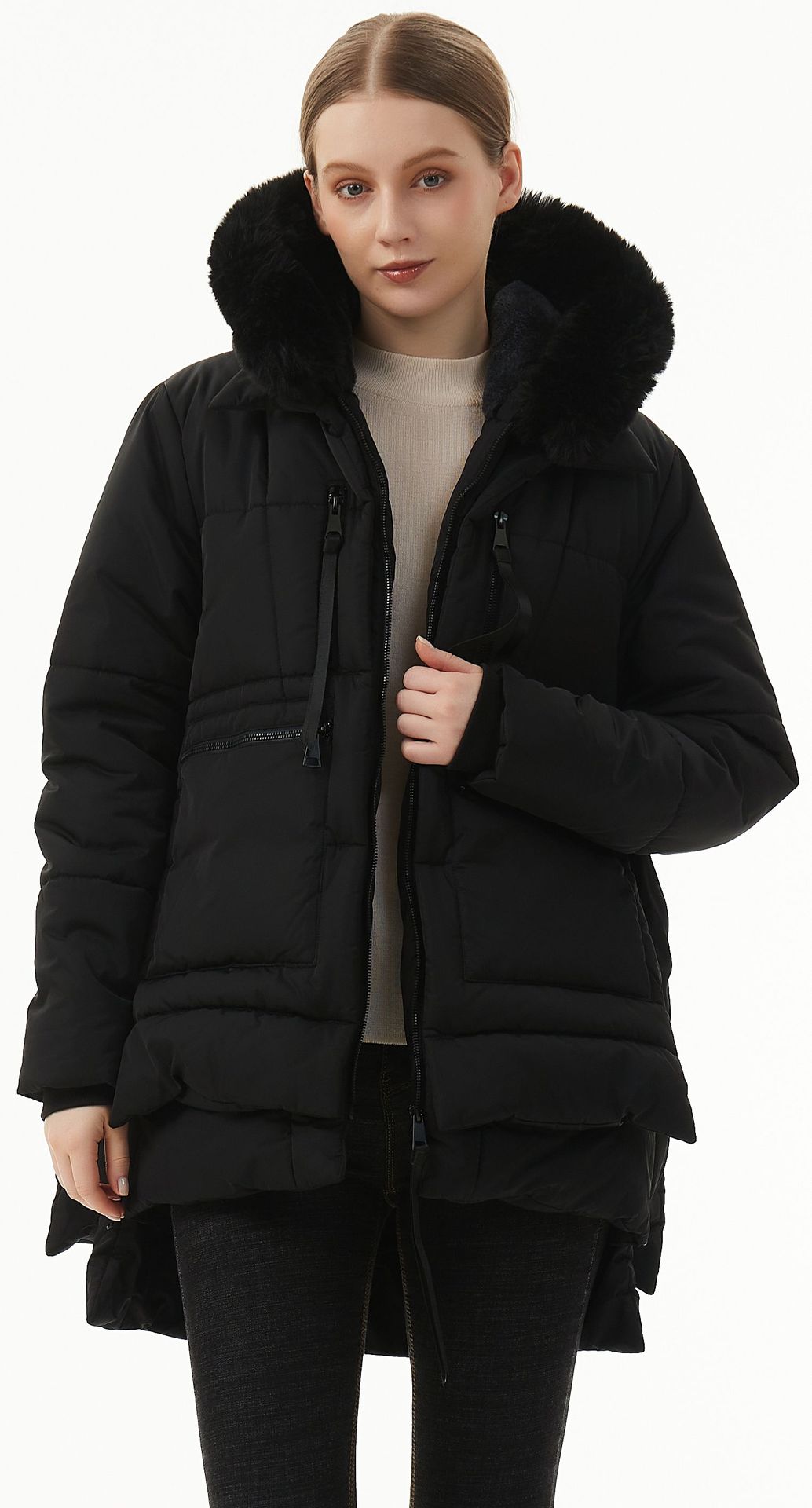 jackets  | Women's Casual Hooded Middle Long Cotton-padded Coat | |  | thecurvestory.myshopify.com