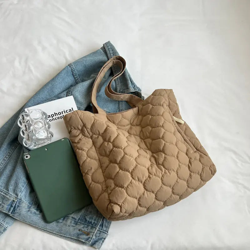 Women Cotton-padded Coat Shoulder Tote Bag - Image #16