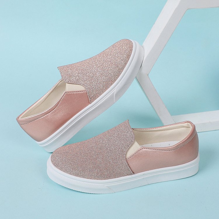 Trainers & Sneakers  | Round Toe Flat Shoes With Sequined Loafers Walking Shoes Women | Pink |  36.| thecurvestory.myshopify.com