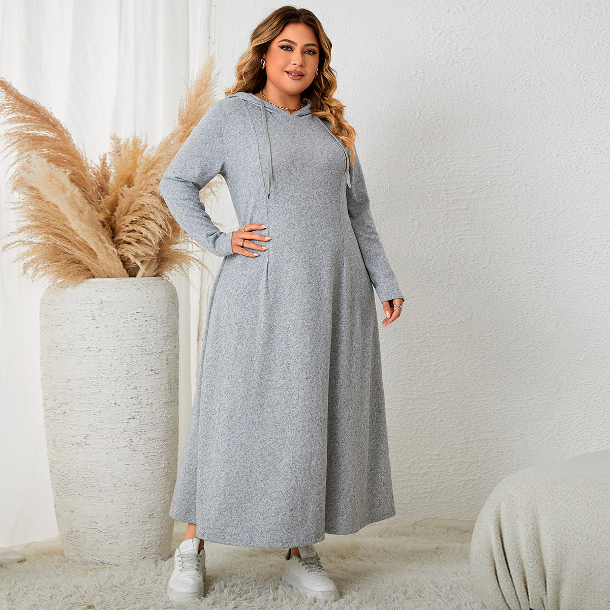 dresses  | Plus size full Sleeves Hooded Autumn wear Casual dress | |  | thecurvestory.myshopify.com