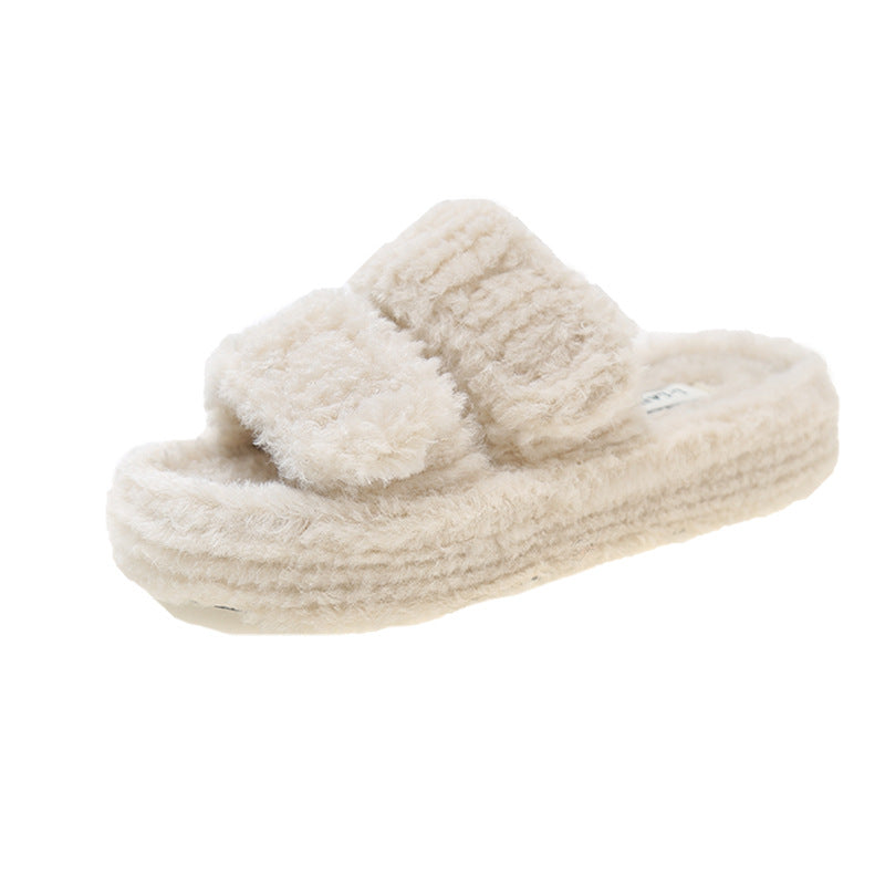 sandals  | Winter Slippers With Velcro Design Fashion Indoor Outdoor Garden Home Shoes | White |  35.| thecurvestory.myshopify.com