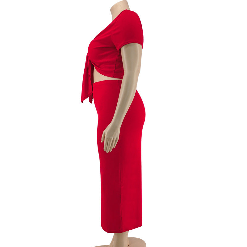 Dress  | Women plus size Midriff-baring Top Mid-length Dress Set | |  | thecurvestory.myshopify.com