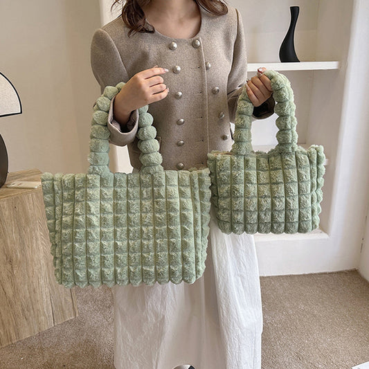 Shoulder bags  | Women plush Hand Bag in 2 sizes Elegant Tote Bag | |  | thecurvestory.myshopify.com