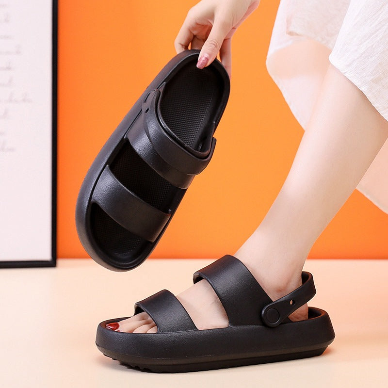 Slippers  | Adjustable Shoes For Women Men Sandals 3cm Thick Bottom Slippers Outdoor | Black |  36to37| thecurvestory.myshopify.com