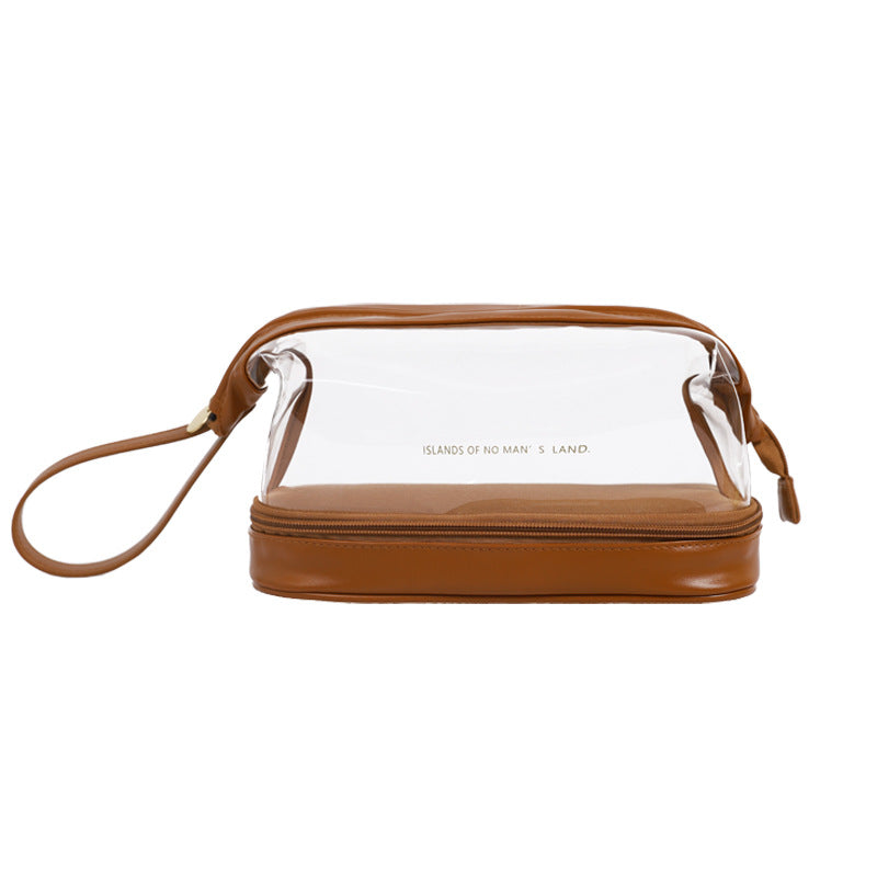 makeup bags  | Double Layer Cloud Transparent Steel Wire Cosmetic Bag | Brown |  [option2]| thecurvestory.myshopify.com