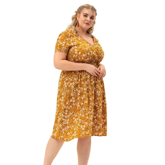 Dress  | Plus Size Women's Short-sleeved Printed Dress | |  | thecurvestory.myshopify.com