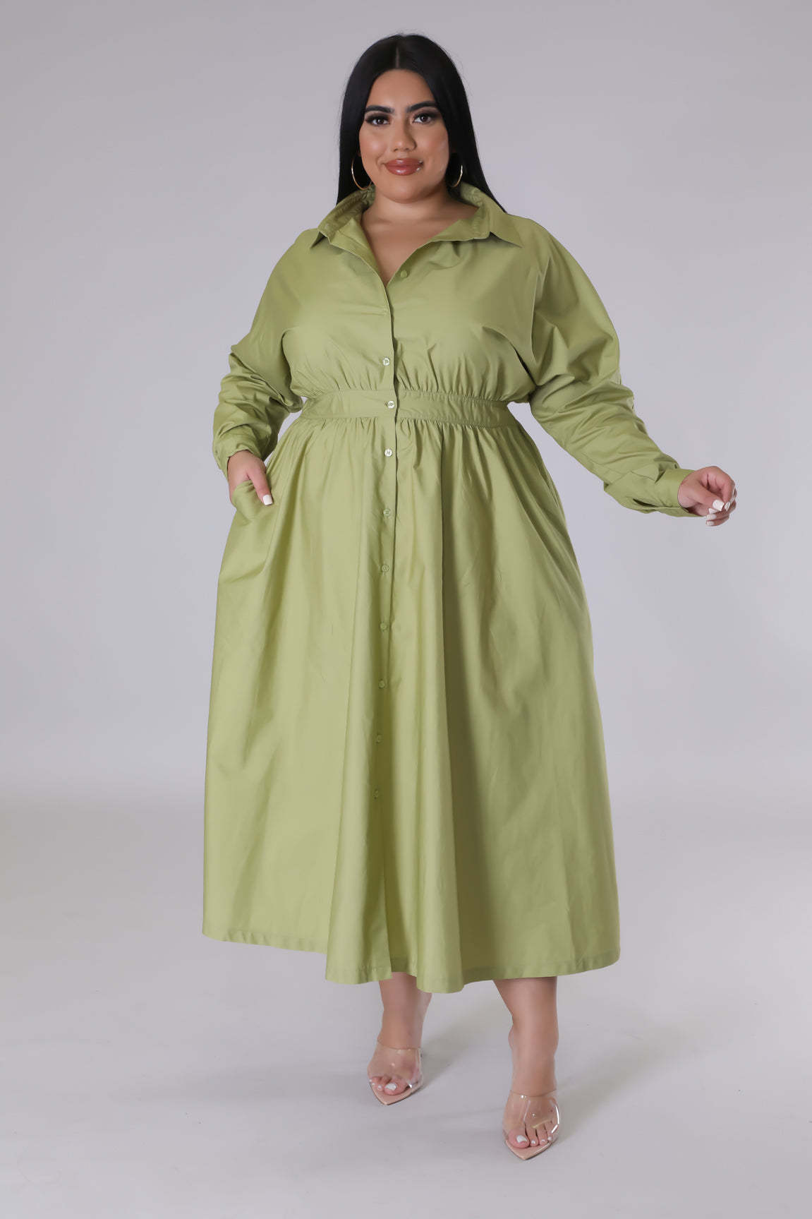 Dress  | Fashion Personalized Plus Size Women's Clothing | Army Green |  2XL| thecurvestory.myshopify.com