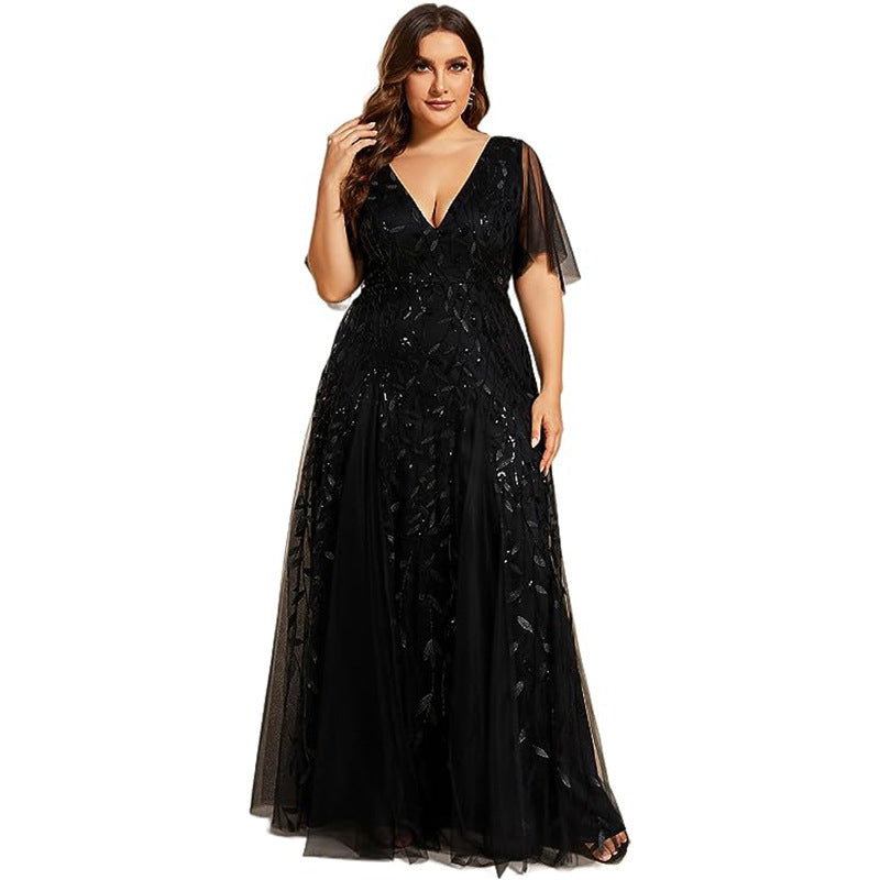 Dress  | Women's Plus Size Bridesmaid Sequined Net Fishtail Dress | |  | thecurvestory.myshopify.com