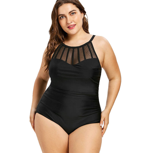 Swimsuit  | Plus size hot spring one-piece swimsuit | Black |  3XL| thecurvestory.myshopify.com
