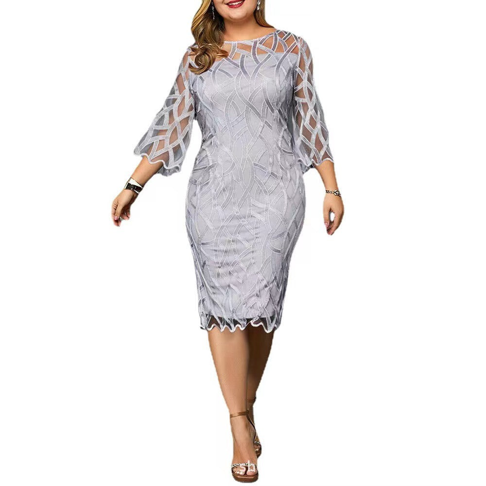 dresses  | Plus Size Woman Double-layer Embroidered Dress | |  | thecurvestory.myshopify.com