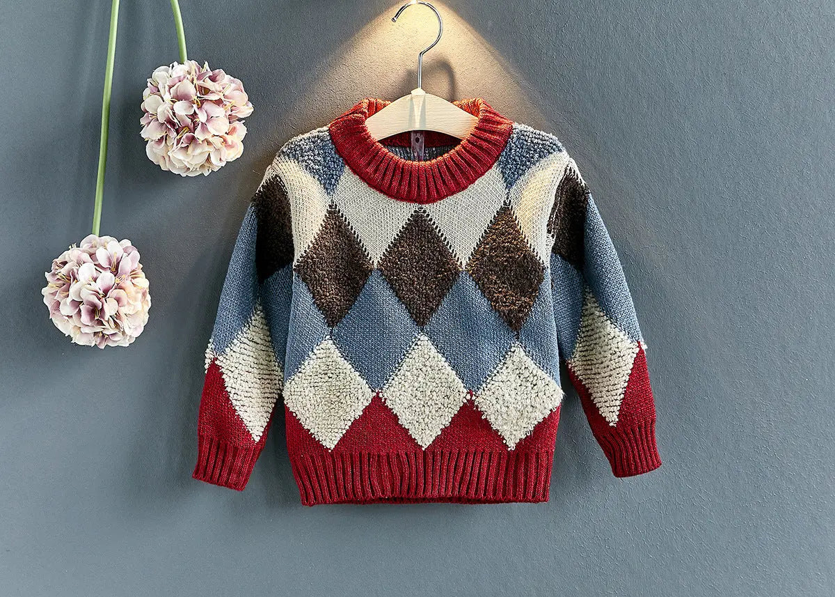 Girls Sweater  | Girls Casual Fashion Pullover Plaid Sweater | thecurvestory.myshopify.com
