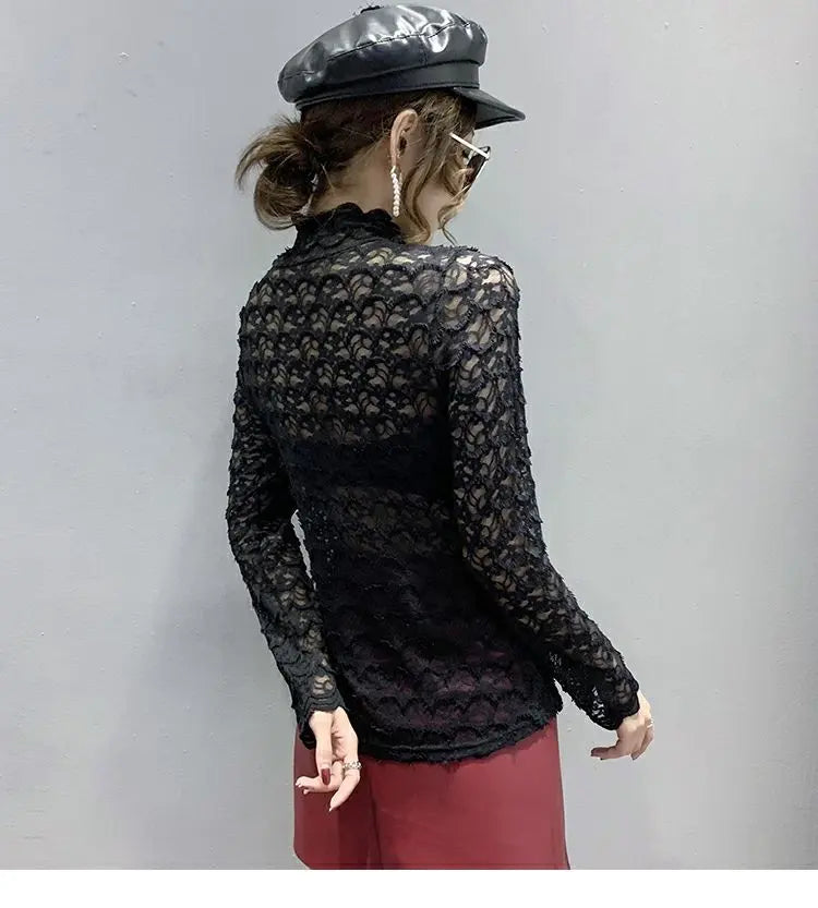 [product_type]  | Long Sleeve Eyelash Hollow Top Mesh Inner Layer Outer Wear | [option1] |  [option2]| thecurvestory.myshopify.com