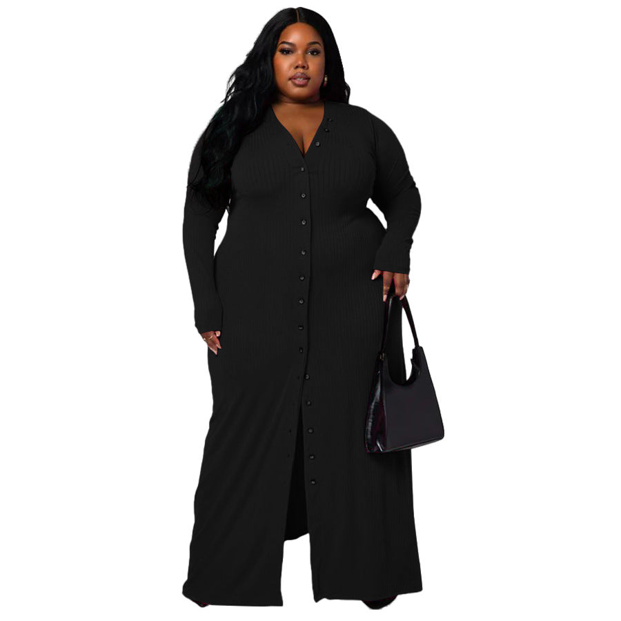 dresses  | Plus Size Women's Sunken Stripe Split Dress | Black |  2XL| thecurvestory.myshopify.com