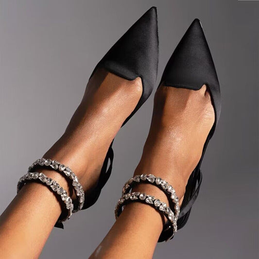 sandals  | Women's Baotou Pointed Rhinestone Sandals | [option1] |  [option2]| thecurvestory.myshopify.com