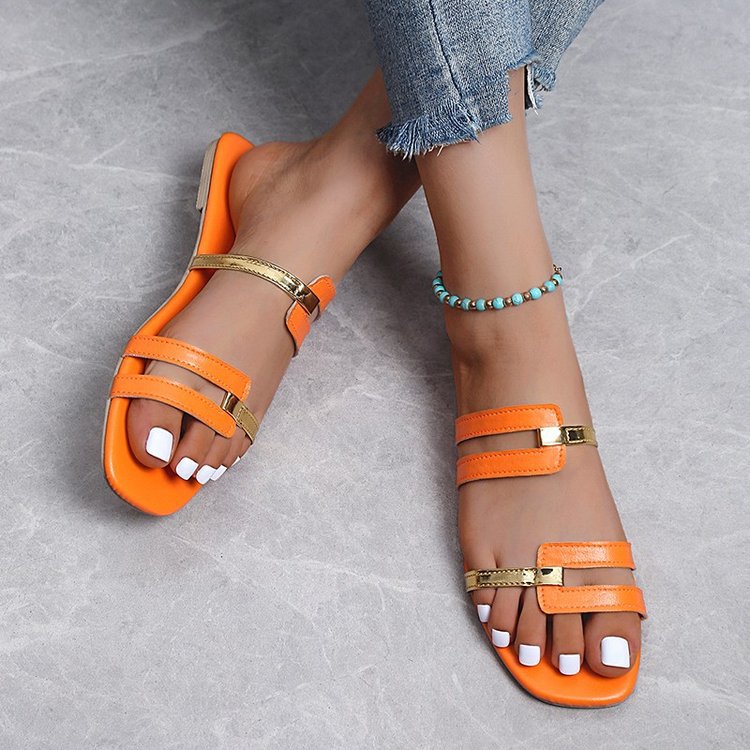 Flat Sandals  | Women Color Matching Flat Sandals And Slippers | |  | thecurvestory.myshopify.com