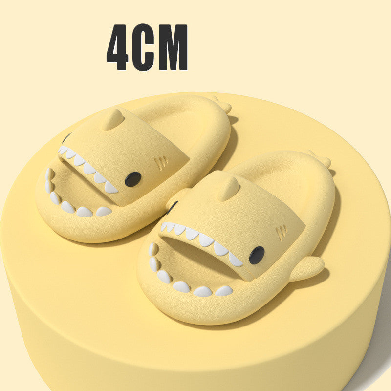 Slippers  | Adult Unisex Slippers Indoor Outdoor Funny Shark Cartoon | 4CM Thick Sole pale yellow |  36or37| thecurvestory.myshopify.com
