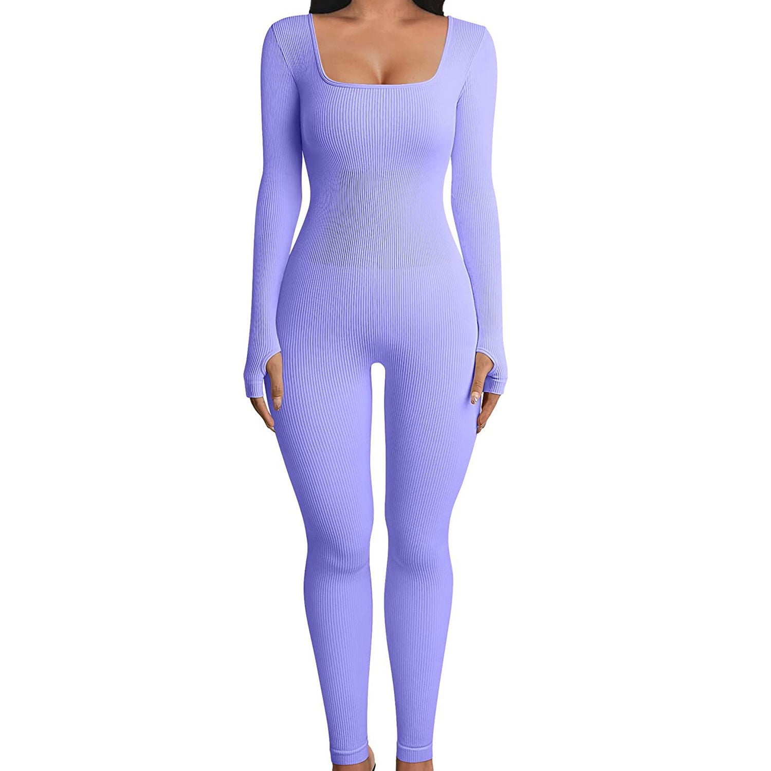 Jumpsuit  | Urban Chic: One-Piece Thread Bodysuit in Dazzling Colors – Sizes S to 3XL | 2XL |  Lavender Purple| thecurvestory.myshopify.com