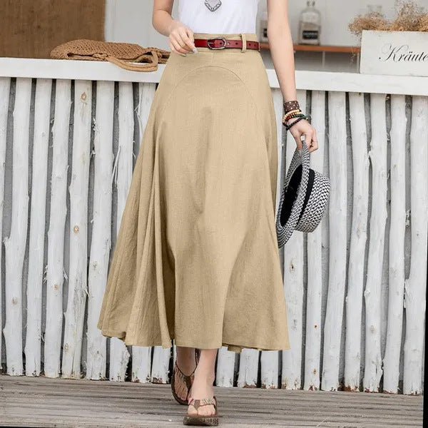Skirt  | Plus Size Womens A-line High Waist Skirt | Khaki |  4XL| thecurvestory.myshopify.com