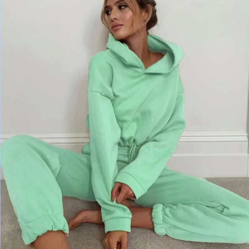 dresses  | Jogging Suits For Women 2 Piece Sweatsuits Tracksuits Sexy Long Sleeve HoodieCasual Fitness Sportswear | Green |  L| thecurvestory.myshopify.com