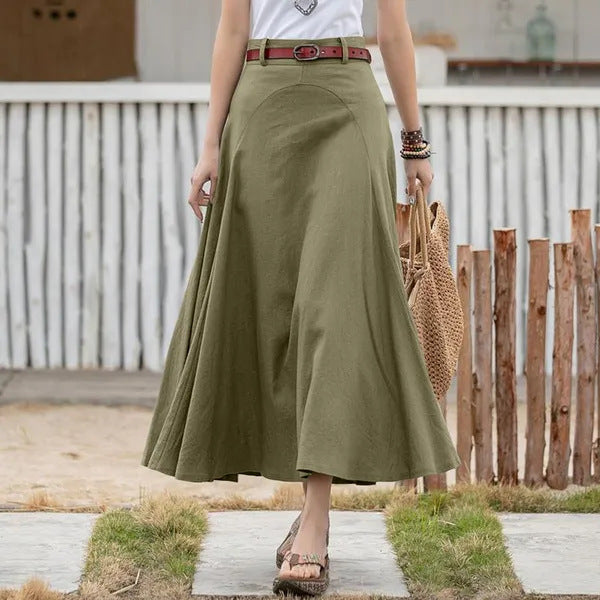 Skirt  | Plus Size Womens A-line High Waist Skirt | Olive Green |  4XL| thecurvestory.myshopify.com