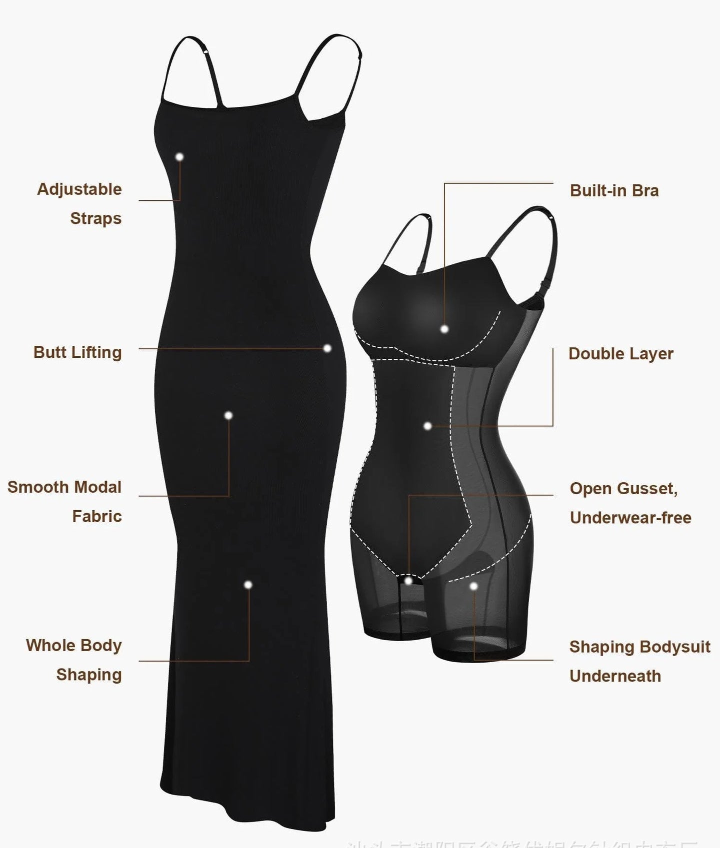 womens shapewear dress jumpsuit tummy tuck lift corset open crotch  suspender tight long skirt chest pad bodysuit dress – Thecurvestory