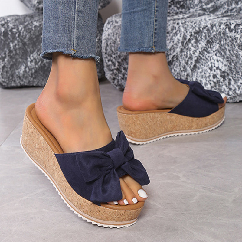 Platform sandals  | Fashion Bow Leopard Print Wedge Slippers For Women | |  | thecurvestory.myshopify.com