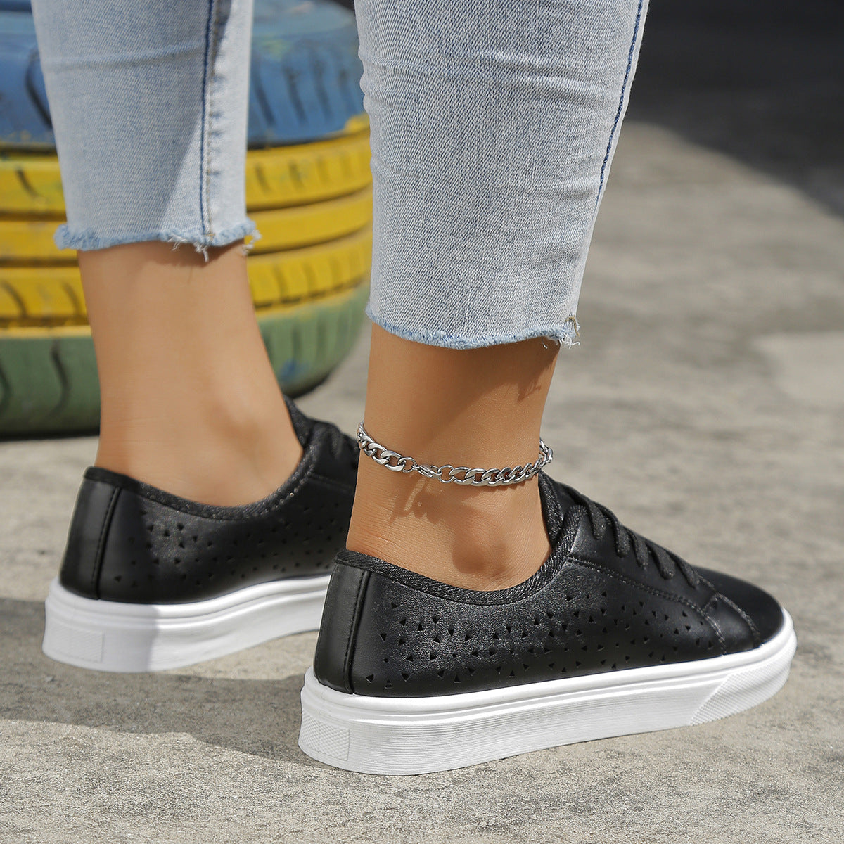 sneakers  | Cutout Flat Shoes Lace-up Hollow Out Walking Shoes For Women Loafers | [option1] |  [option2]| thecurvestory.myshopify.com