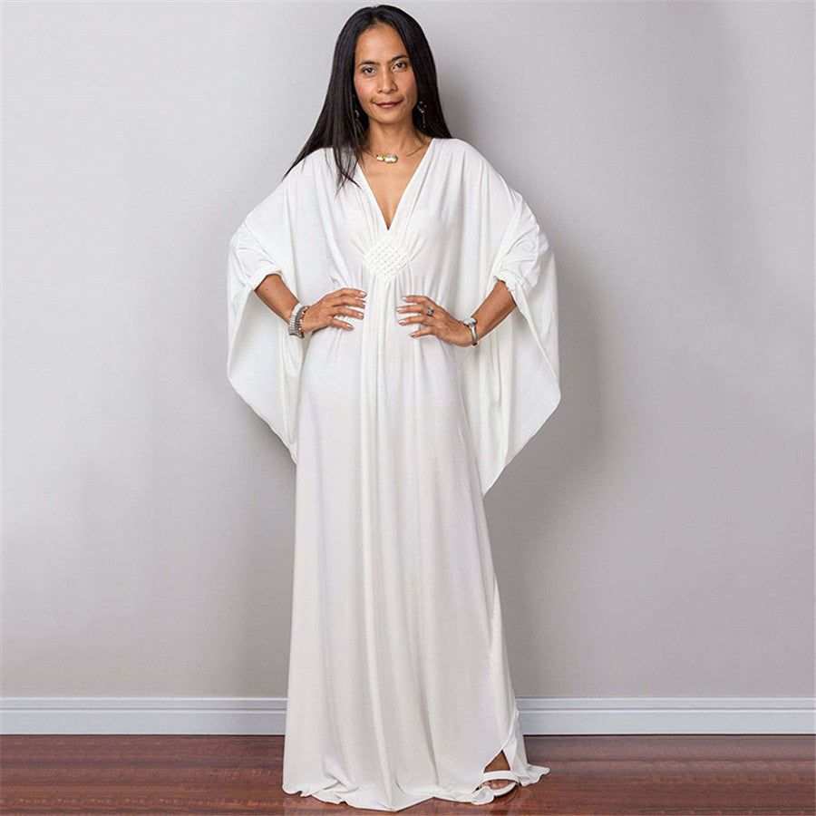 Dress  | Free Size  Chest Woven Loose Plus Size Beach Cover-up Robe Vacation | |  | thecurvestory.myshopify.com