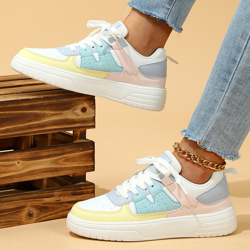 Sneakers  | Women Lace-up Outdoor Multi Color Casual Flat Shoes | [option1] |  [option2]| thecurvestory.myshopify.com