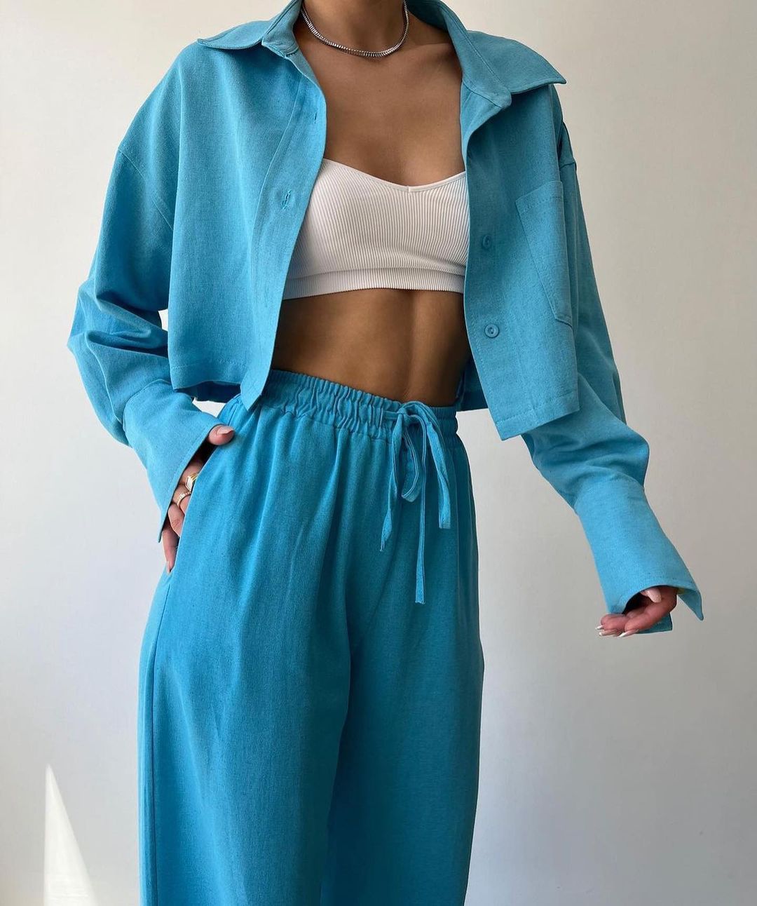co-ord sets  | Women Two Piece Outfits For Women Long Sleeve Button Down Wide Leg Loungewear Pajama Set | [option1] |  [option2]| thecurvestory.myshopify.com