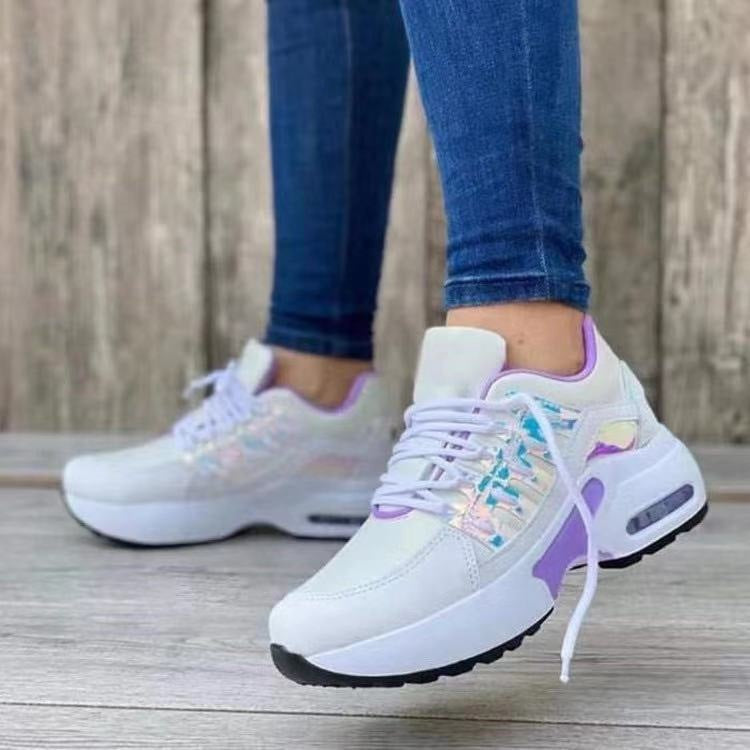 Trainers & Sneakers  | Lace Up Sneakers Women Wedge Heel Running Sports Shoes | [option1] |  [option2]| thecurvestory.myshopify.com