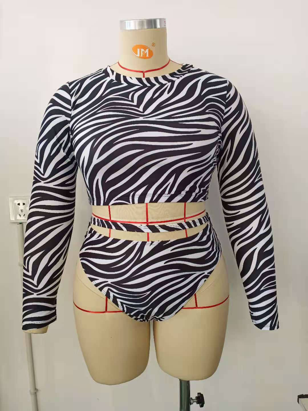 Swimsuit  | Women's Split Long Sleeve Plus Size Printed Fashion Swimsuit | |  | thecurvestory.myshopify.com