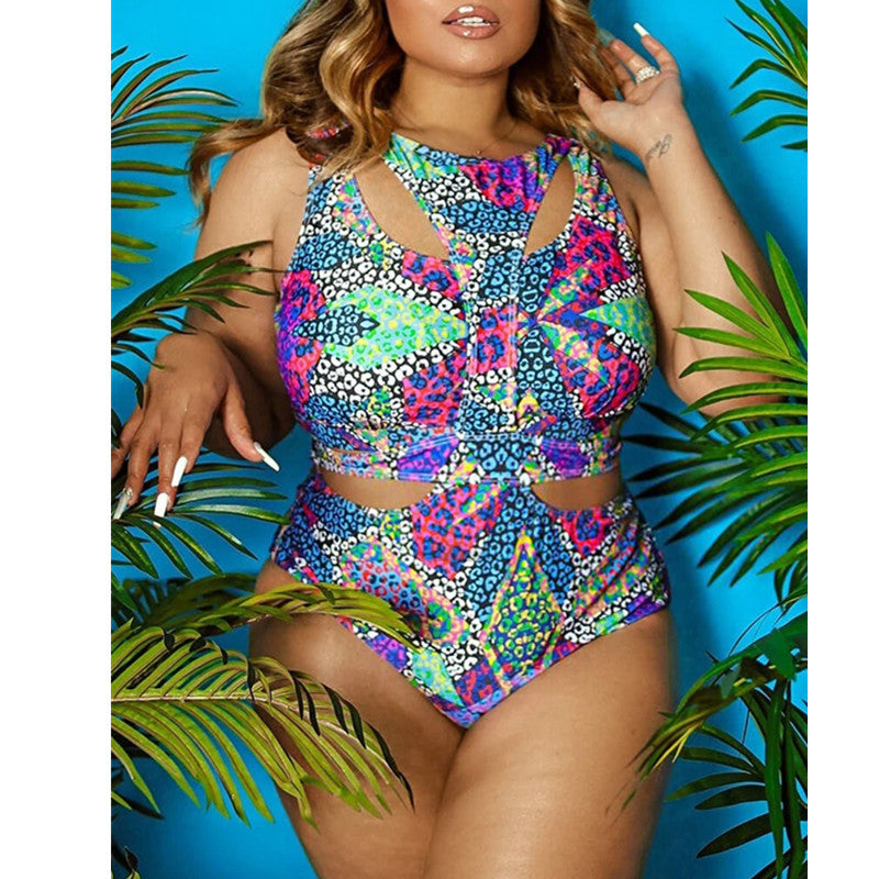 Swimsuit  | Ethnic Print Plus Size Swimsuit Bikini | Green floral |  2XL| thecurvestory.myshopify.com