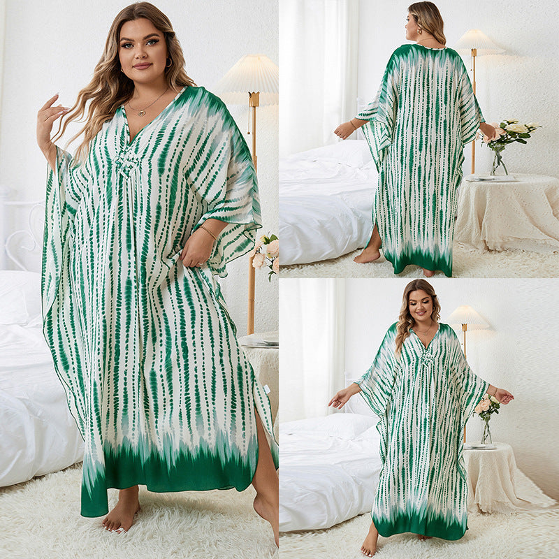 Dress  | Loose Plus Size Robe Vacation Beach Coat | Green |  Free Size| thecurvestory.myshopify.com