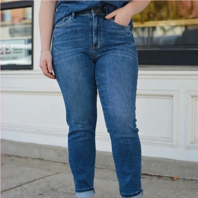 Pants  | Plus Size Women's Fashionable Simple  Strechable Jeans | Dark Blue Extended |  2XL| thecurvestory.myshopify.com